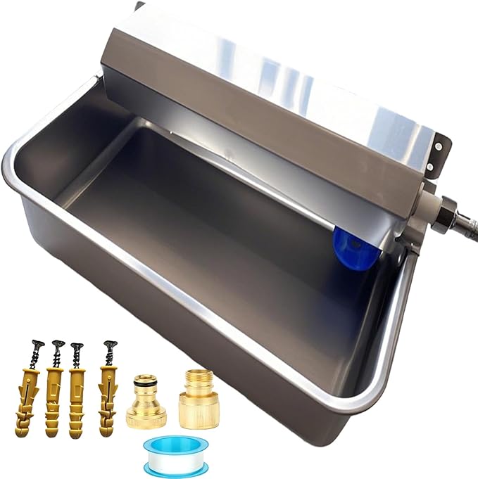 6L Automatic Pet Water Dispenser, 304 Stainless Steel. Auto - Refill, fits GHT 3/4" Faucet. Indoor/Outdoor use, Ideal for Multi - pet & Livestock.