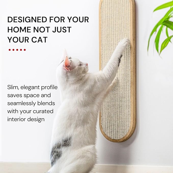 7 Ruby Road Wall Mounted Cat Scratcher - Indoor Vertical Scratching Board for Cats - Scratch Pad Post - Wall Furniture (Cream)