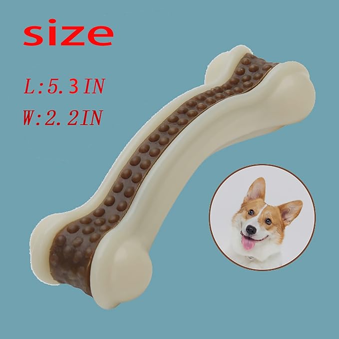 Dog Bones Chew Toys for Aggressive Chewers, 2 Pack Real Beef Flavor,Indestructible Dog Teething Chew Toys for Large/Medium/Small Puppies Breed,Tough Pet Toy with Nylon