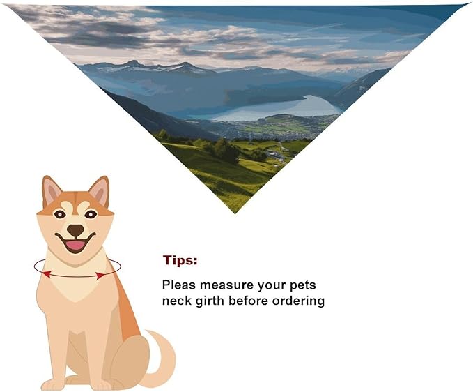 Dog Bandana Spring Pet Scarf Adjustable Triangle Switzerland Alps Printing Dog Bib Washable Polyester Puppy Bandana for Small Medium Large Dogs Cat Birthday Party Supplies