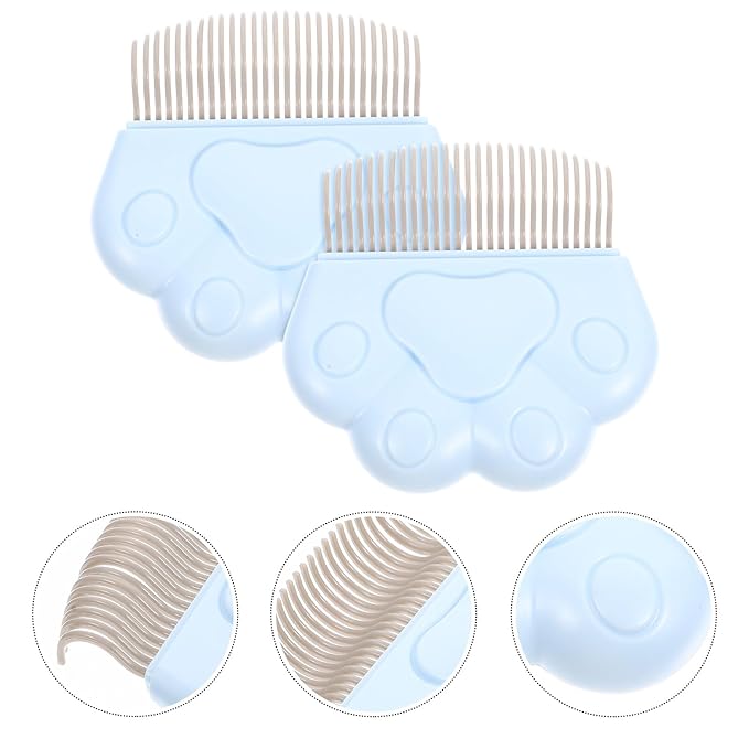 Toyvian 2Pcs Cat Paw Design Combs for Pet Grooming Ergonomic Hair Removal Brushes with Smooth Rounded Teeth Deep Penetration Deshedding Tools for Cats and Pets