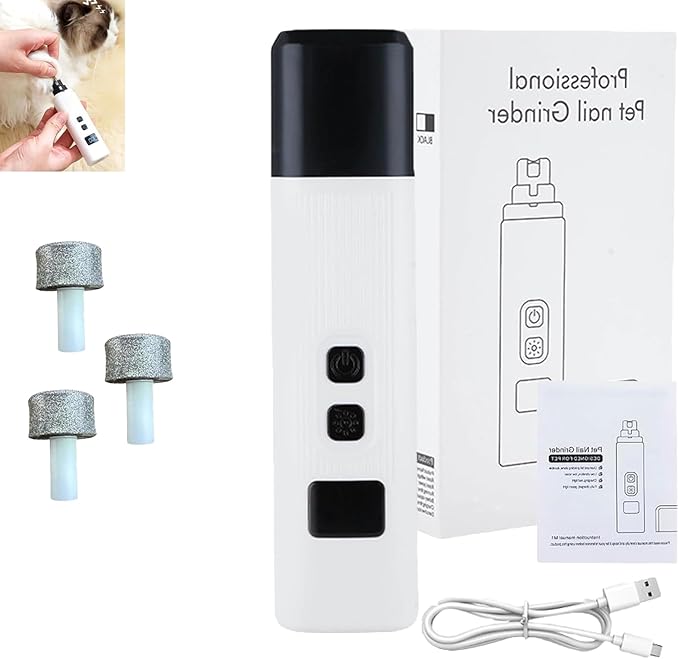 2025 New Catlabo Cat Nail, Catlabo Cat Nail, Upgraded Safe Cut Cat Nail Trimmer, Three Adjustable with 360° Grinding Settings, Low-Vibration Ultra-Quiet Under ＆ Powerful for All Cats ＆Dogs (White)