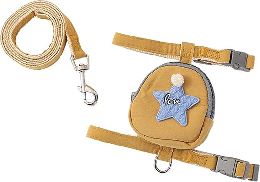 Pet Harness Leash Set, Cute Backpack Cat Vest Belt Leash Snap Design Pet Harness Leash Comfortable and Breathable Dog Vest Leash Outing Supplies School Bag Pet Supplies