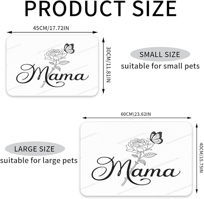Pet Feeding Mat Happy Mother's Day Floral Gift for Mom Ic Absorbent Pet Placemat for Food Water Bowl with Waterproof Rubber Backing 18X12In Quick Dry Water Dispenser Mat Dog Cat