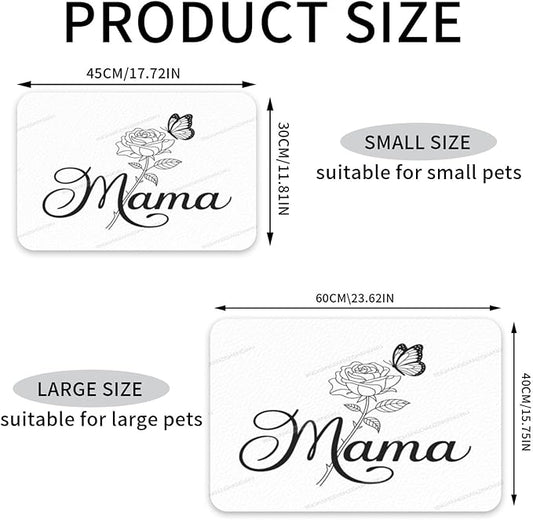 Pet Feeding Mat Happy Mother's Day Floral Gift for Mom Ic Absorbent Pet Placemat for Food Water Bowl with Waterproof Rubber Backing 18X12In Quick Dry Water Dispenser Mat Dog Cat