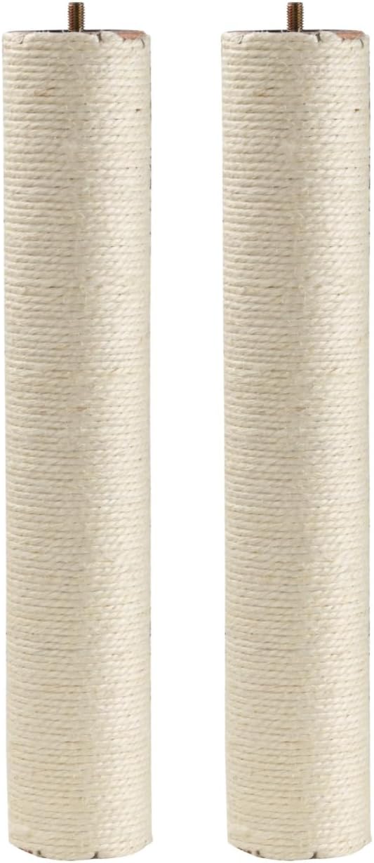 SHENGOCASE Cat Tree Tower Accessories Replacement Sisal Post with Built in M8 Screw, 15 Inch Length, 2.75 Inch Diameter, 2-Pack