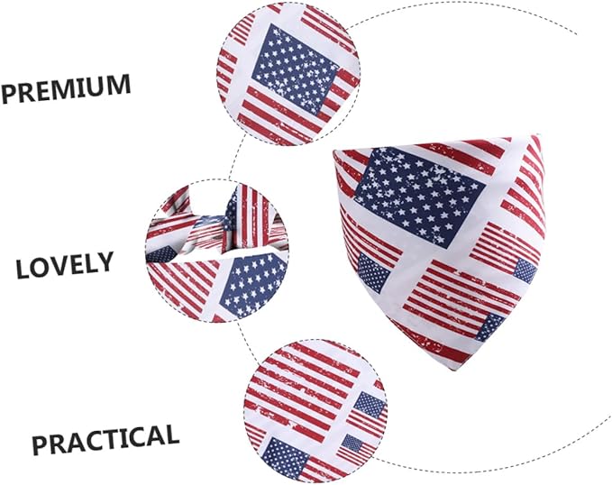 DOITOOL Independence Day Dog Triangle Bandana Patriotic Pet Scarf Cotton Decorative Festival Bandana for Dogs and Cats Holiday Pet Supplies