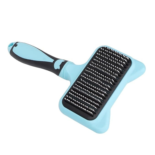 Cat Brushes for Domestic Cats - Cat Grooming Brush 140 Degree Curved Teeth Massage Function Pet SelfCleaning Brush with Resin Point (Blue)