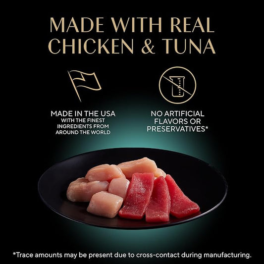 Sheba Perfect Portions Wet Cat Food Pate Gourmet Chicken & Tuna Entree, 2.6 oz. Twin-Pack Trays, Cat Food Wet Recipe (24 Count, 48 Servings)