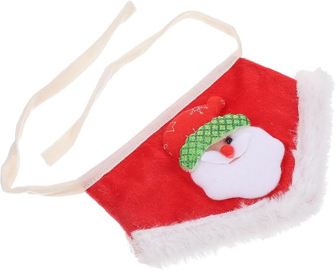 Pet Christmas Bandana Dog Scarf Red Knit Puppy Bandana Small Size Holiday Party Supplies for Dogs and Cats