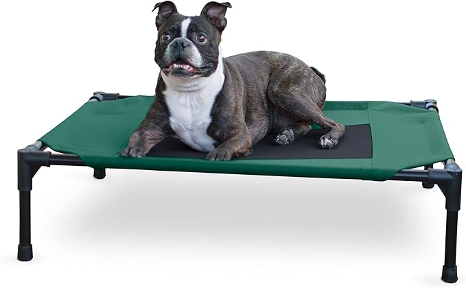 K&H Pet Products Original Pet Cot Elevated Dog Bed Green/Black Mesh Medium 32 X 25 X 7 Inches