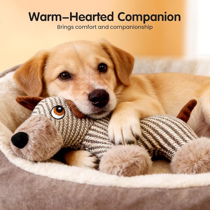 Linen Safari Companions Dog Toys, Durable Linen Dog Toy with Squeaker for Small Medium Large Dogs, Chew Resistant Animal Shaped Toys for Aggressive Chewers Puppy Anxiety Relief (Sheep)