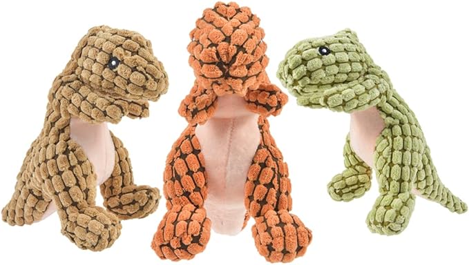 Cats and Dogs Pet Plush Dinosaur Toys Interactive Dog Chew Toys Plush Stuffing Pet Supplies Dog Toys for Small Dogs(Gray)