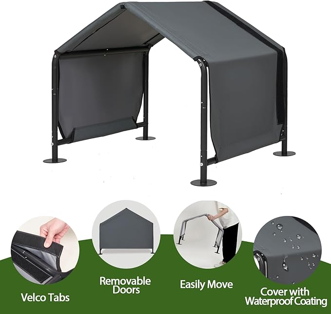 Dog Shades for Outside - Outdoor Dog Kennel for Small Dogs, 29.5”x25.6”x25.6” Outdoor Sun Rain Canopy Pet House, Waterproof Pet Canopy Shelter for Small Animals with Ground Nails