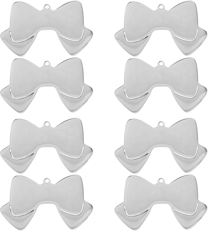 YARNOW 10pcs Stainless Steel Dog Tags Bow Tie Shape Pet Name Tags 50mm Wide Blank Engraving for Dog Collars Pet Supplies
