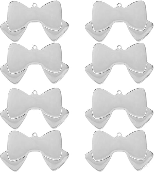 YARNOW 10pcs Stainless Steel Dog Tags Bow Tie Shape Pet Name Tags 50mm Wide Blank Engraving for Dog Collars Pet Supplies