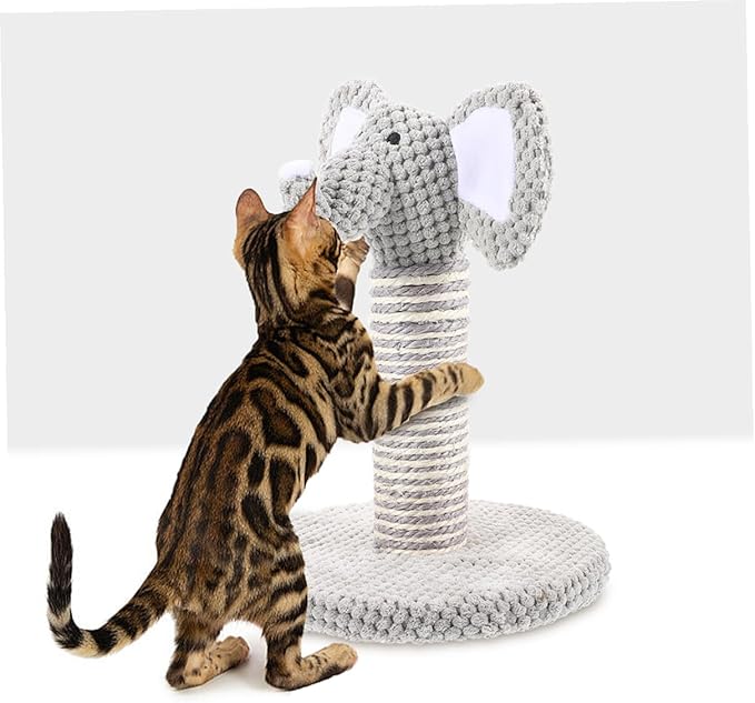 FRCOLOR 2pcs Small Elephant Design Cat Scratching Post Set Sisal Vertical Cat Climber with Resting Platform Sturdy Kitten Scratcher