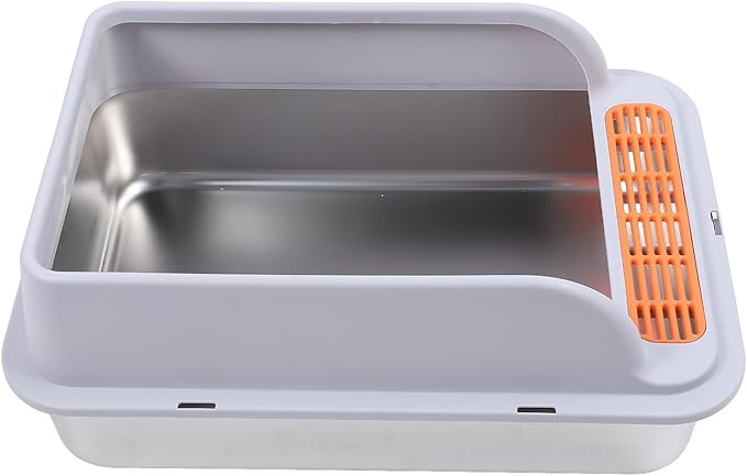 GLOGLOW Open Top Litter Box Tray High Fence Litter Pan Tray Cat Toilet Proof Poop Box, Stainless Steel Cat Litter Box for Kitty Kitten Litter BoxesLitter & Housebreaking (XL) (XL)
