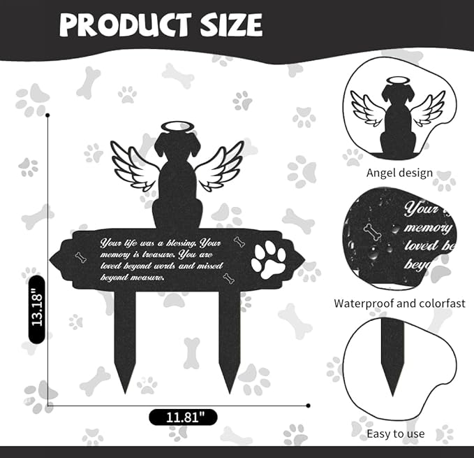 Grave Markers for Cemetery for Dog, Weatherproof Metal Pet Memorial Stake, Garden Cemetery Decoration, Waterproof Pets Grave Marker Memorial Plaques for Outdoors Yard Patio