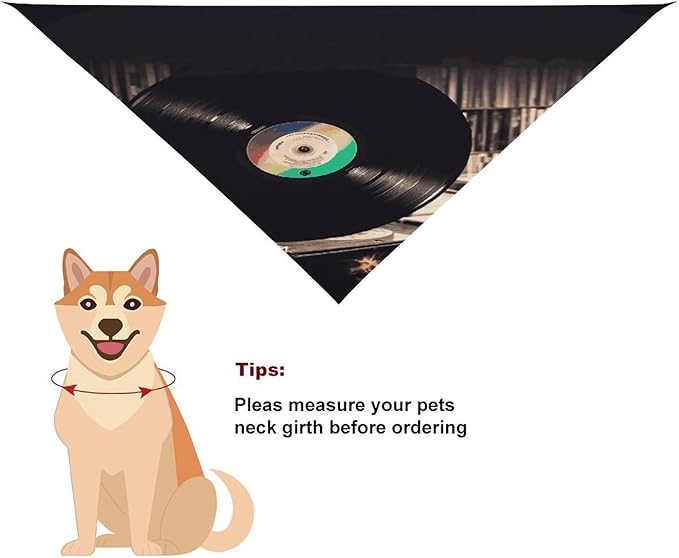 Dog Bandana Spring Pet Scarf Adjustable Triangle Vinyl Records Printing Dog Bib Washable Polyester Puppy Bandana for Small Medium Large Dogs Cat Birthday Party Supplies