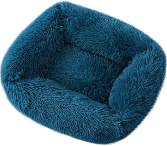 La La Pet® Donut Dog Cat Bed Cozy Cave Pet Bed Burrow Dog Bed Calming Cuddler Self-Warming Pet Bed Soft Plush Pet Cushion Improved Sleep for Cats Small Medium Dogs Blue XS