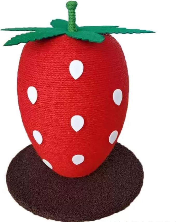 Strawberry Cat Scratching Post – Decorative Vertical Sisal Ball – Artistic Mushroom Style Cat Furniture for Kittens and Small Cats