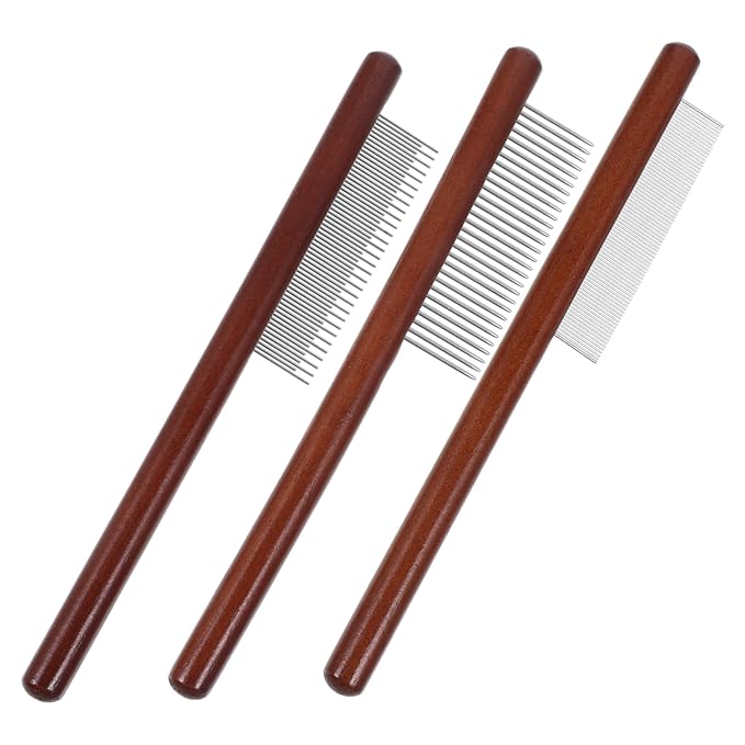 Sosoport 3pcs Dog Cat Hair Comb Pet Grooming Supplies Small Dogs Accessories Wooden Handle Tear Stain Brush