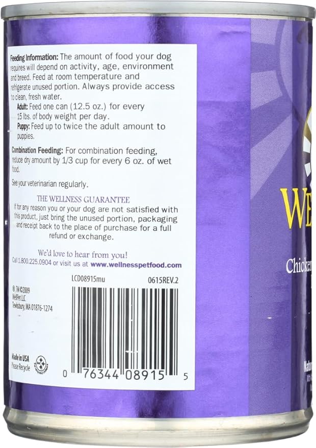 WELLNESS DOG FOOD CHKN & SWT POTATO, 12.5 OZ