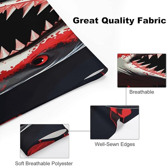 Dog Bandana Spring Pet Scarf Adjustable Triangle Red-Black Shark Printing Dog Bib Washable Polyester Puppy Bandana for Small Medium Large Dogs Cat Birthday Party Supplies