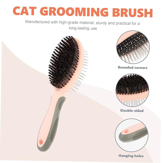 YARNOW Cat Grooming Comb Non-slip Double-sided Pet Comb for Dead Hair Removal