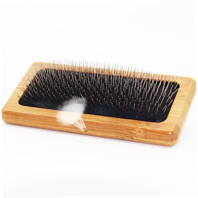 BESPORTBLE Needle Comb Bamboo Wood Pet Grooming Comb Ergonomic Handle Pet Hair Remover Lint Brush Dog Cat Grooming Tool