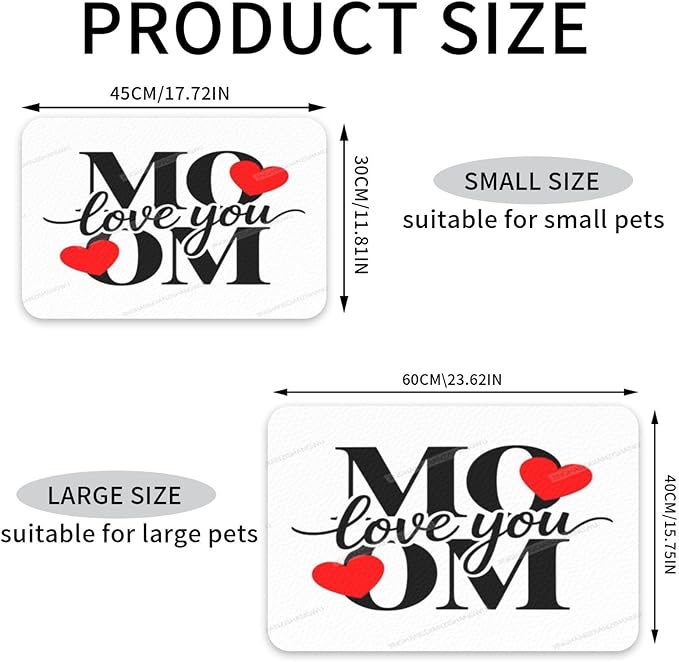 Absorbent Dog Water Cat Mat for Food Water Bowl Quick Dry Happy Mother's Day Floral Gift for Mom Hv Pet Feeding Mats No Stains Dog Food Mat Pet Accessories Supplies Cat Bowl Mats 24x16In
