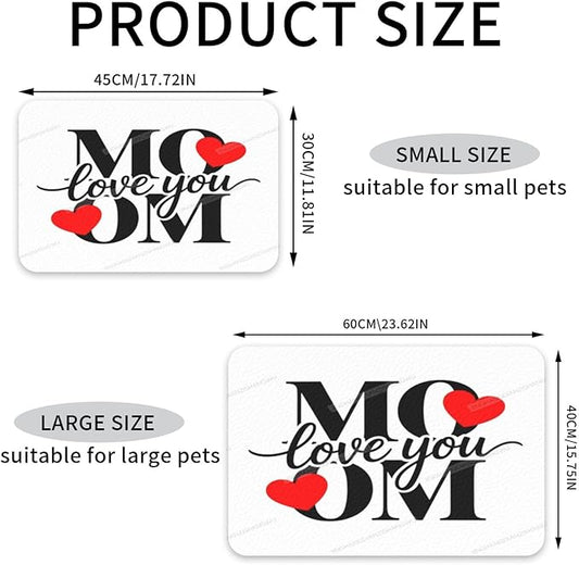 Absorbent Dog Water Cat Mat for Food Water Bowl Quick Dry Happy Mother's Day Floral Gift for Mom Hv Pet Feeding Mats No Stains Dog Food Mat Pet Accessories Supplies Cat Bowl Mats 18X12In