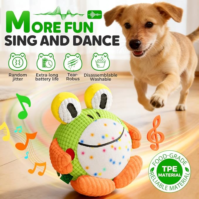 Interactive Dog Toys, Active Moving Pet Plush Toy, Random Movement and Fun Whistles, USB Charge Washable Disassemblable Plush Squeaky Dog Toy for Dogs or Cat (Dolphin)