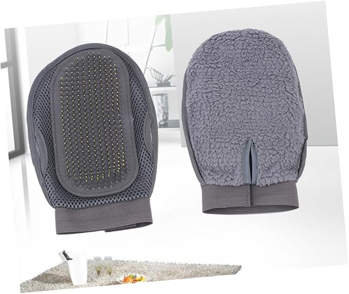 Double-Sided PET Grooming Massage Glove for Cats and Dogs Efficient Deshedding and Bathing Tool One Size Grey