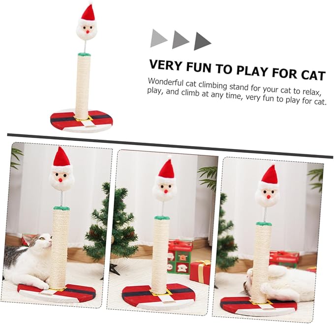 UPKOCH Christmas Cat Scratching Post Vertical Sisal Activity Tower Indoor Kitten Scratcher for Daily Use