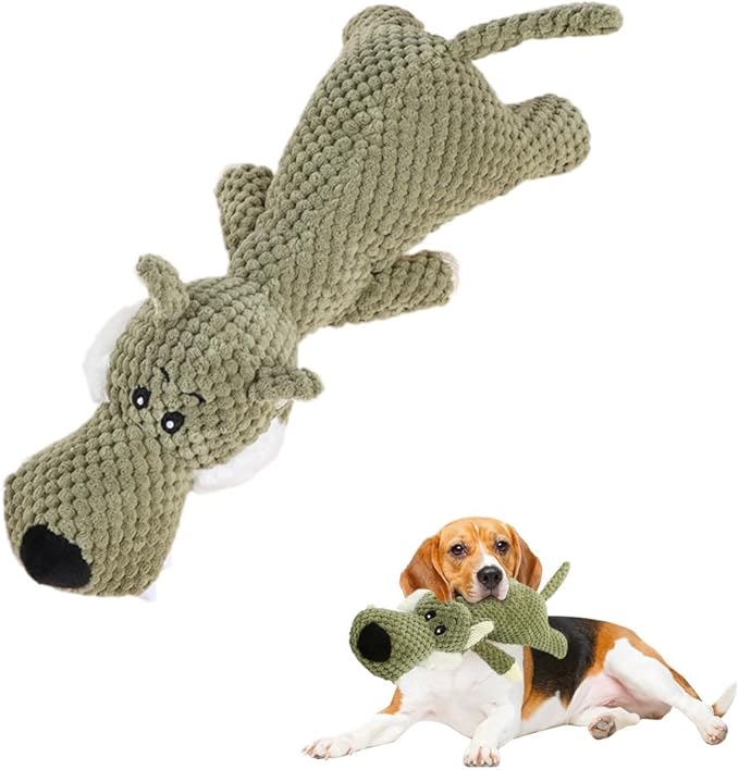 2026 New Dog Toys,Indestructible Plush Dogs Toy for Aggressive Chewers,Squeaky Durable Chew Toy for Indoor Pups Teething, Stuffed Toys for Small Medium Large Dogs (A-Green)