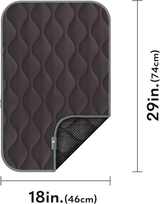 Paw Inspired Washable Padded Crate Mats for Dogs | 29” x 18” Pad, Fits 30-inch Kennels | Leakproof, Waterproof Bottom, Plush Pet Beds (Gray)