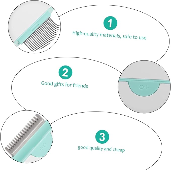 Luxshiny Pet Cat Hair Comb Brush with Comfortable Non Slip Handle Gentle Grooming Rake for Loose Hair and Tangle Removal Portable Mint Green Massage Tool for Shiny Fur Maintenance
