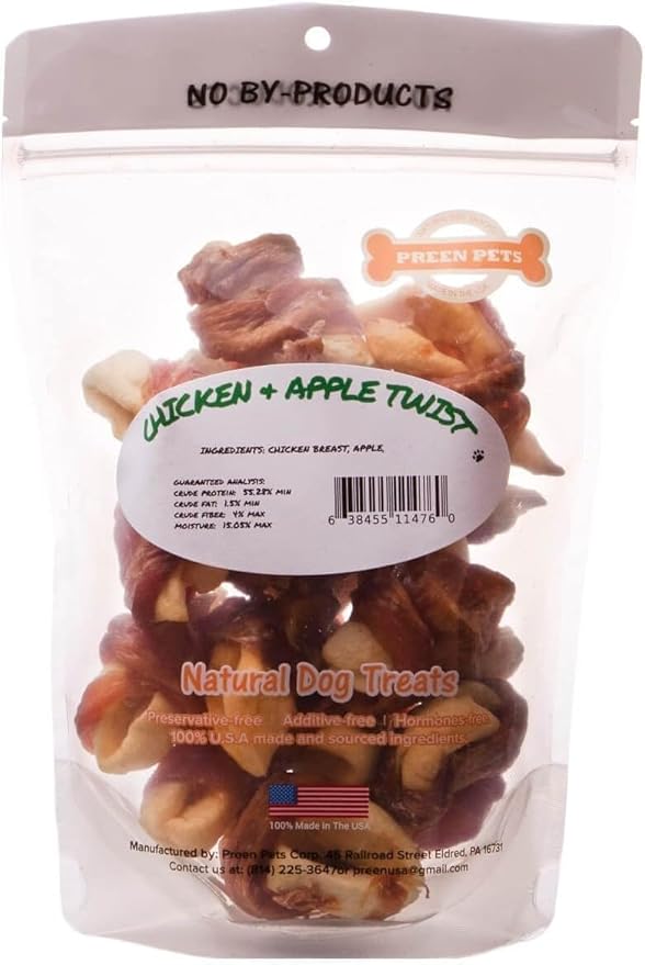 Preen Pets Chicken & Apple Twist Dog Treats (4oz)