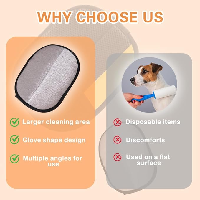 2PCS Pet Grooming Gloves for Dogs & Cats – Reusable Pet Hair Remover Mitt, Gentle Deshedding Glove for Hair Removal on Furniture, Clothing & Bedding