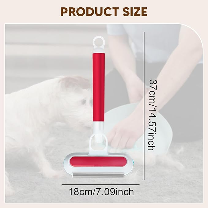 Pet Hair Removal Brush Dog Shedding Tool with Spray Function Grooming Cat Hair Remover for Laundry Window Glass Couch, Red