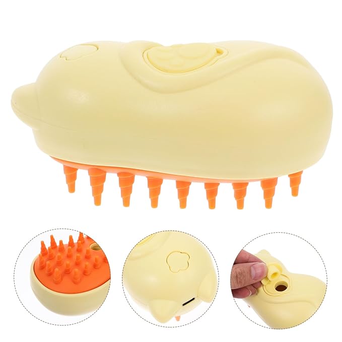 Milisten Rechargeable Cat Steam Brush 3-in-1 Cat Grooming Brush for Shedding Detangling Bathing with Ergonomic Handle and Quick Release Button