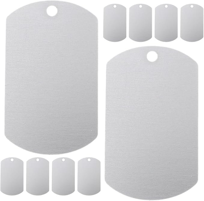 SHOWERORO 12pcs Aluminum Dog Tags Blank Metal Tags 50x30mm Sturdy Pet Id Labels for Dogs for Pet Supplies