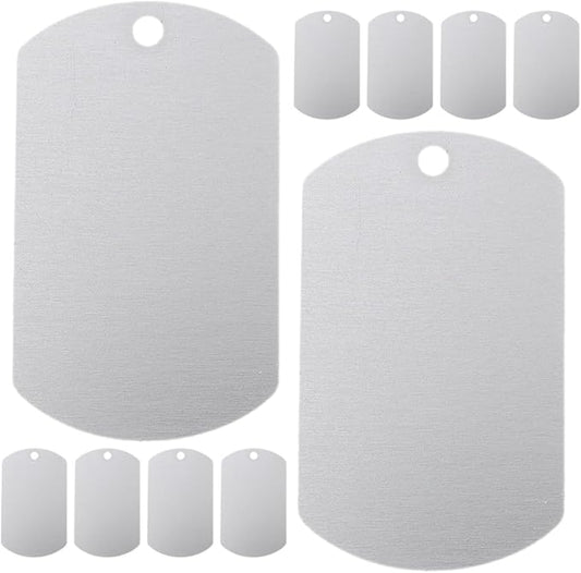 SHOWERORO 12pcs Aluminum Dog Tags Blank Metal Tags 50x30mm Sturdy Pet Id Labels for Dogs for Pet Supplies
