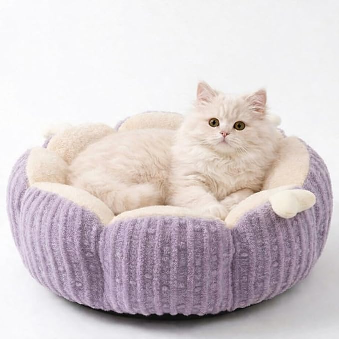 BNG Orthopedic Calming Cat Bed – 18" Plush Cave for Indoor Cats & Small Dogs, Washable & Reversible Pet Bed with Non-Slip Base for Stress-Free Naps