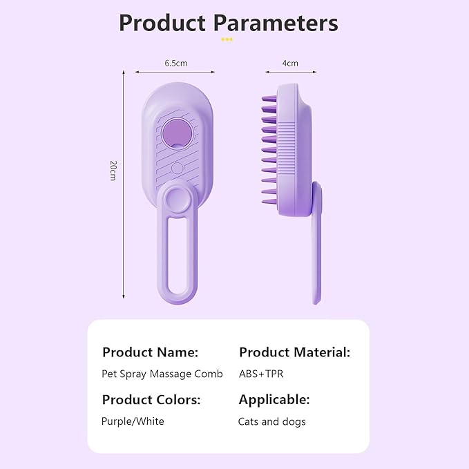 2PCS Spray Pets Brush for Cat/Dog,Cloud Care Cat Grooming Brush with Steam,3-in-1 Cleaning Pet Brush with 360° Rotating Arm,Multifunctional Cat and Dog Steam Brush for Removes Loose Undercoat