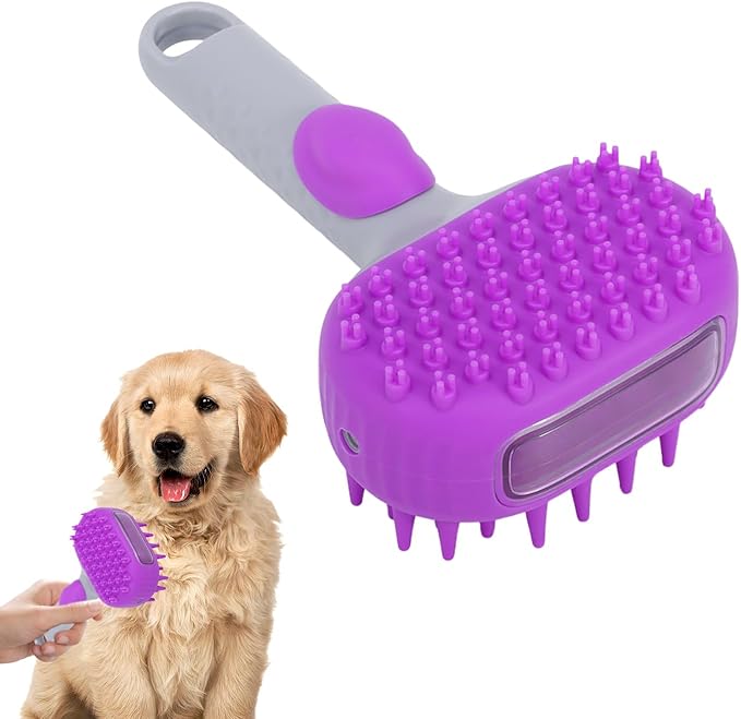 Cat Brush, Pet Grooming Brush Double-Sided, Knot Proof Deep-Cleaning Massager, Gentle Hair Care with Steam, Ergonomic Handle, Shedding Removal Bathing Kitten Dog Supplies