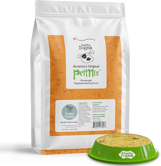 Healthy Dogma - PetMix Dehydrated Dog Food - Food for Dog Sensitive Stomach - Clean Ingredient Dog Meal - No Preservatives, Homemade Dog Food (Tender Tummy, 10lbs)