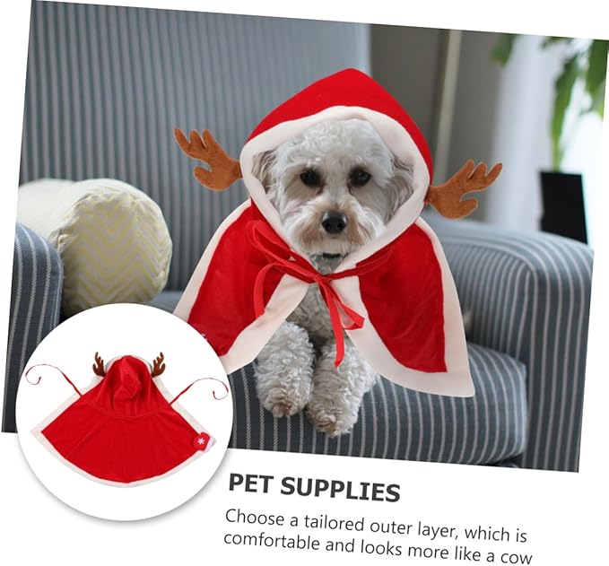 SOLUSTRE Christmas Dog Cloak with Fleece Hooded Pet Clothes XL Winter Costume Festive Pet Supplies for Dogs